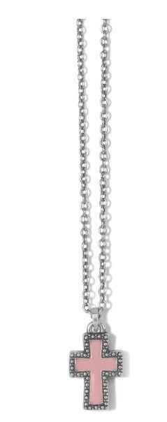 Dazzling Cross Petite Necklace - Pink