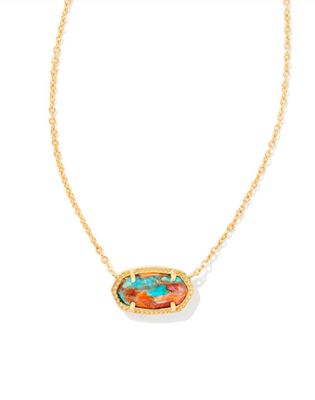 Elisa Necklace Gold Bronze Turq Red Oyster