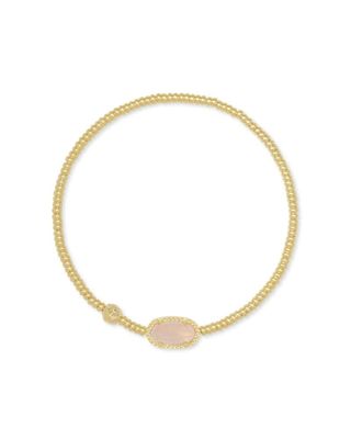 The Grayson Gold Stretch Bracelet in Rose Quartz