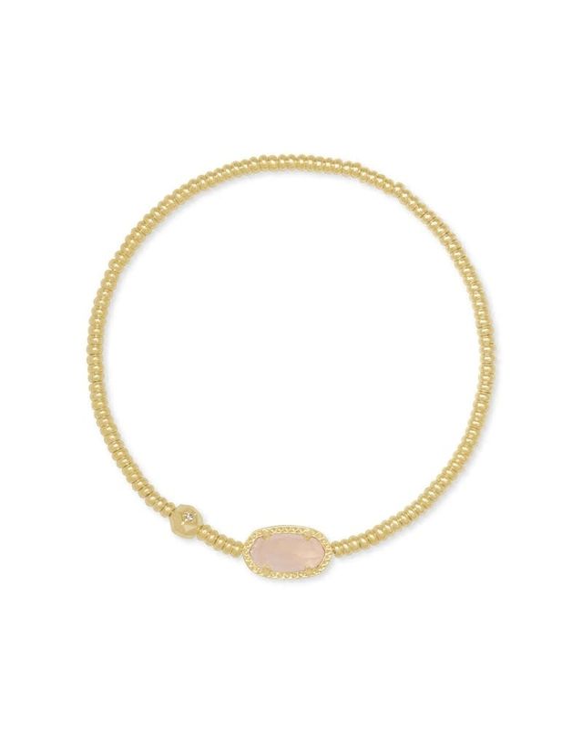 The Grayson Gold Stretch Bracelet in Rose Quartz