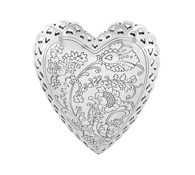 Garden Heart Trinket Tray Silver