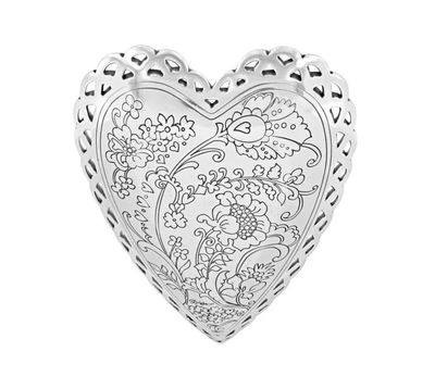 Garden Heart Trinket Tray Silver