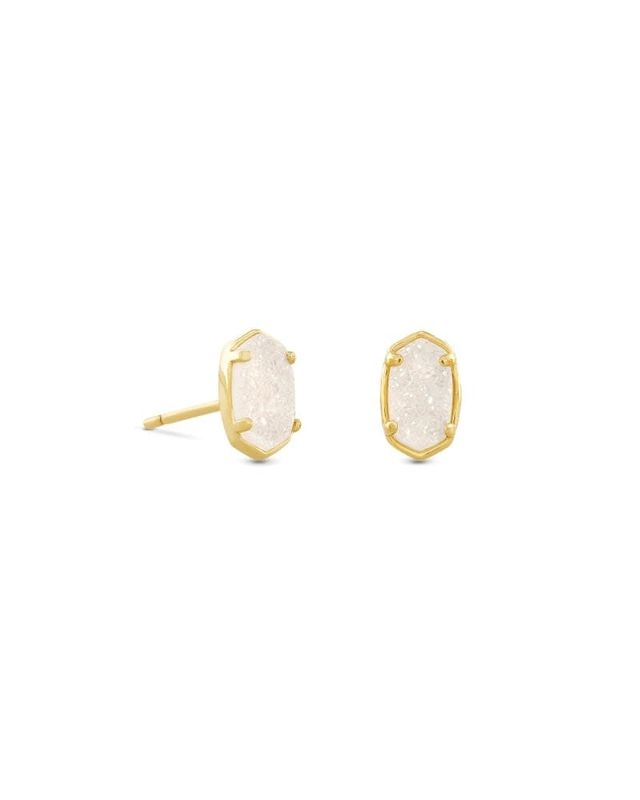 The Emilie Gold Stud Earrings in Iridescent Drusy