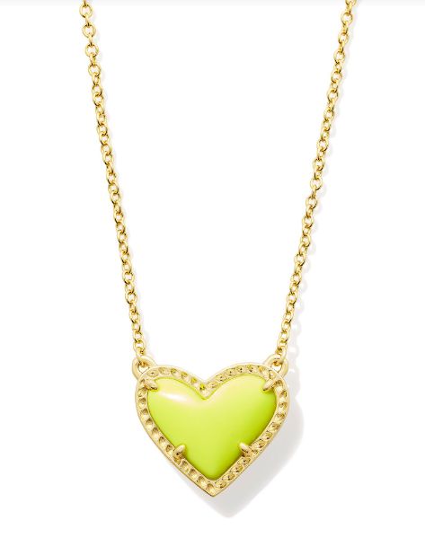 The Ari Heart Pendant Gold Neon Yellow