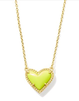 The Ari Heart Pendant Gold Neon Yellow