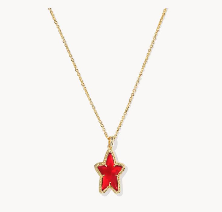 Jae Star Short Pendant Gold Bright Red