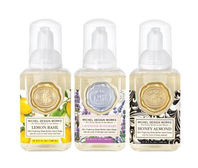 Mini Foaming Soap Set: Lavender Rosemary, Lemon Basil, Honey Almond