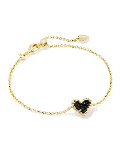 Ari Heart Bracelet Gold Black Drusy