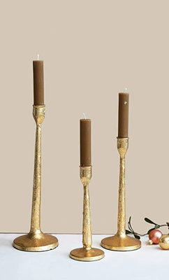 Cast Iron Gold Taper Candlestick