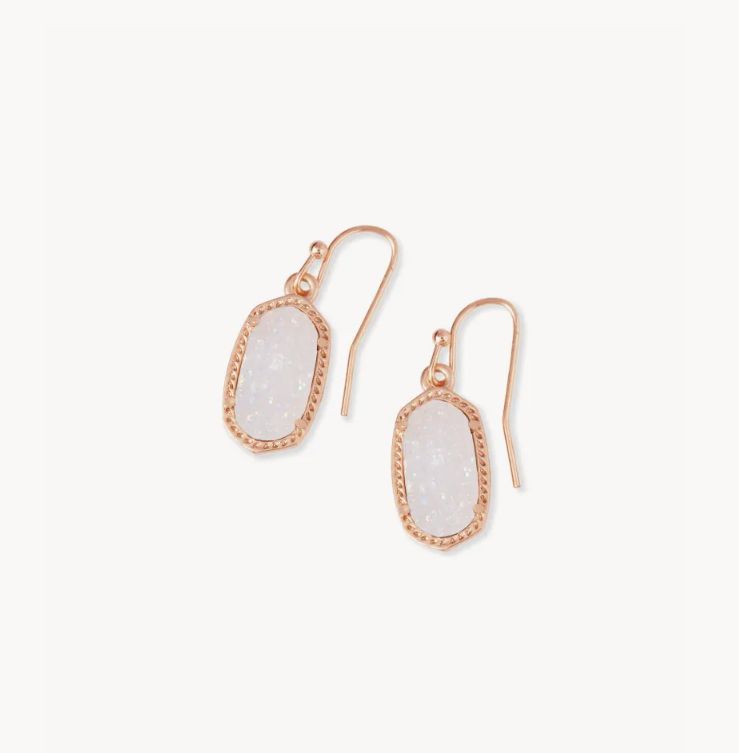 The Lee Drop Earrings in Iridescent Drusy, Color: Rose Gold