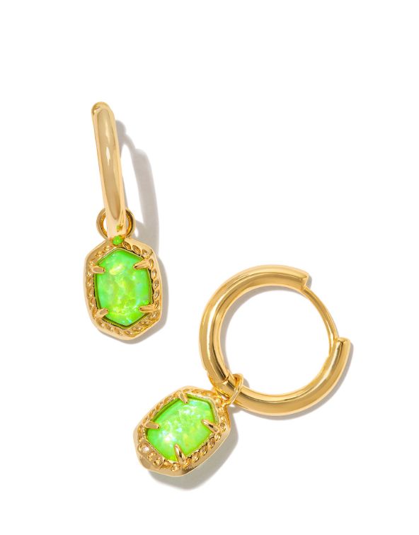 The Daphne Framed Gold Huggie, Color: Bright Green Opal