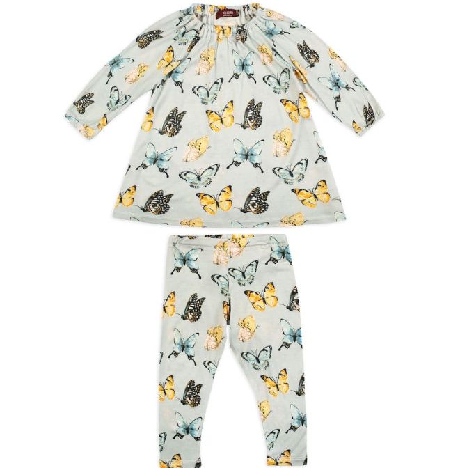 Bamboo Butterfly Baby Dress &amp; Legging Set, Size: 3-6M