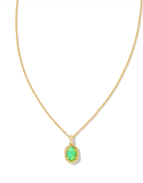 The Daphne Framed Gold Pendant Necklace, Color: Bright Green Opal