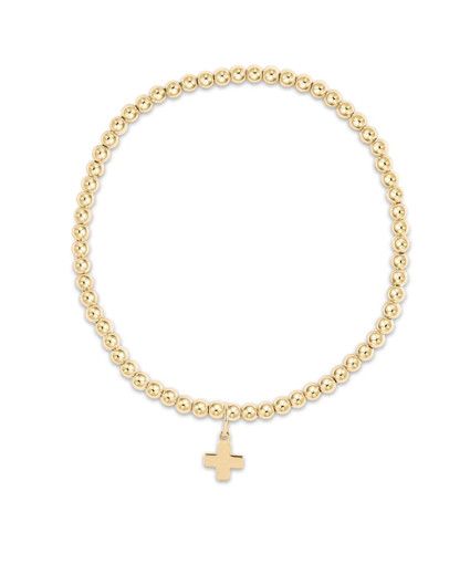 Enewton EGIRL Classic Gold 3mm Bead Bracelet Signature Cross Gold Charm