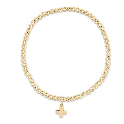 Classic Gold 3mm Bead Bracelet Signature Cross Gold Charm