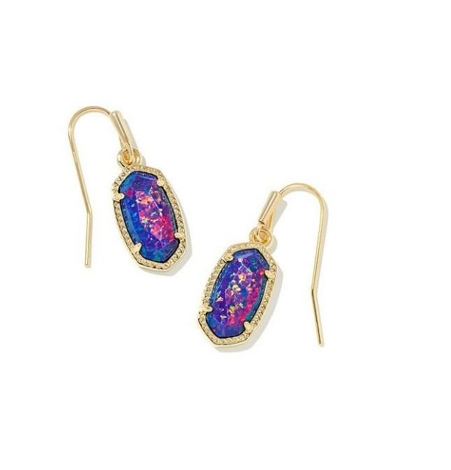 The Lee Earring Gold Indigo Opal