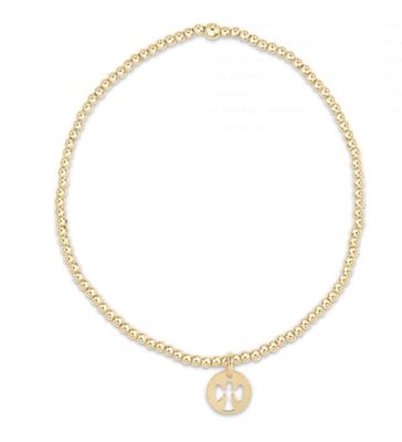 EGIRL Classic Gold 2mm Bead Bracelet Guardian Angel Small Gold Disc