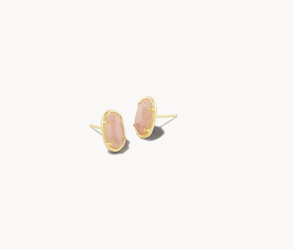 The Grayson Stud Earring Gold Rose Quartz
