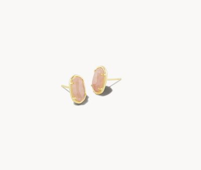 The Grayson Stud Earring Gold Rose Quartz