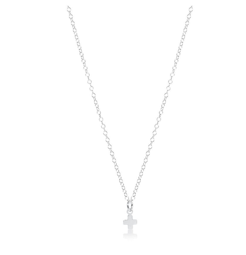 16&quot; Necklace Sterling Signature Cross Small Sterling Charm