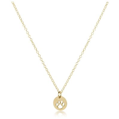 16&quot; Paw Print Small Gold Disc Gold Necklace