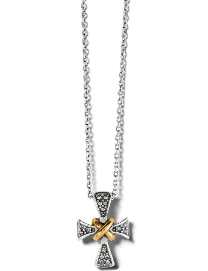 Meridian Two Tone Mini Cross Necklace
