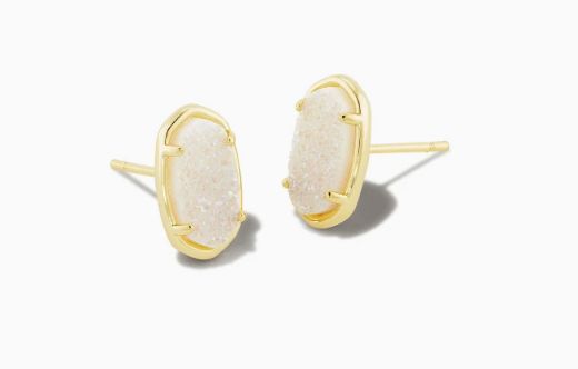 The Grayson Gold Stud Earrings in Iridescent Drusy