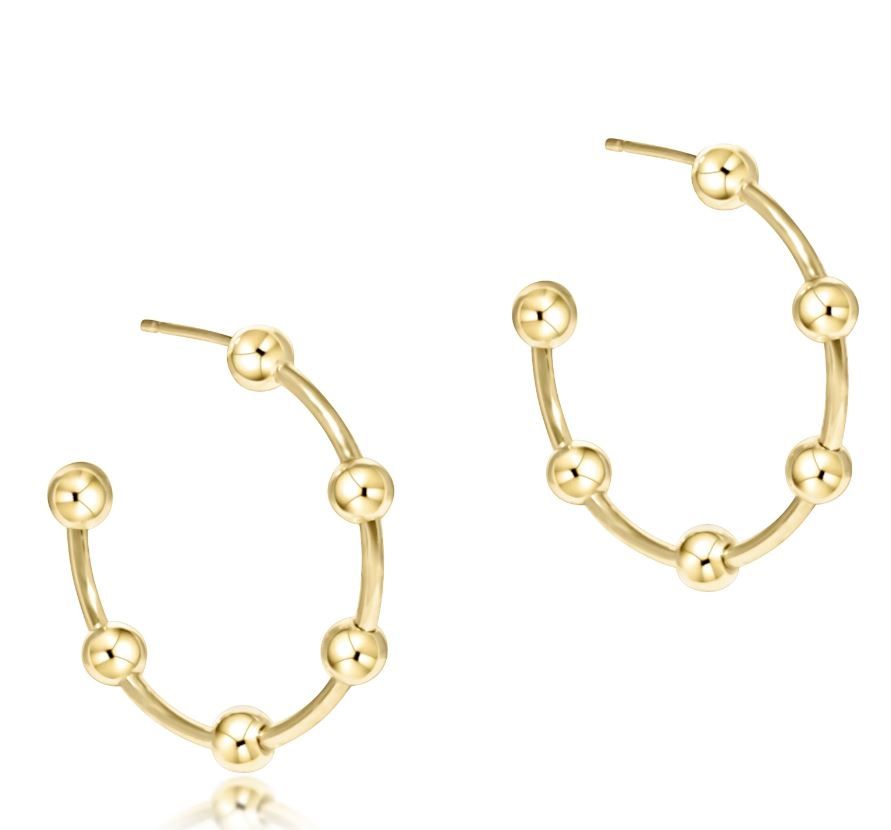 Beaded Simplicity 1&quot; Post Hoop  4mm Gold