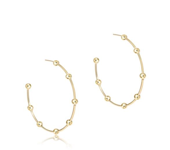 Beaded Simplicity 1.5 Post Hoop  4mm Gold