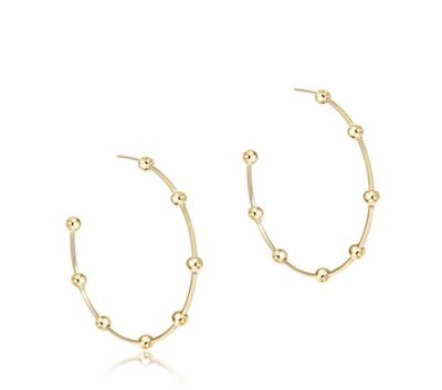 Beaded Simplicity 1.5 Post Hoop  4mm Gold