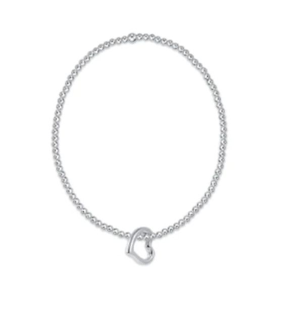 Classic Sterling 2mm Bead Bracelet Love Sterling Charm