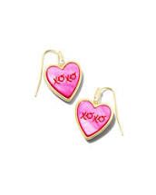 XOXO Drop Heart Gold Hot Pink Mother of Pearl