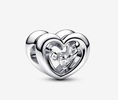 PANDORA™ Sterling Silver Radiant Heart &amp; Floating Stone Charm