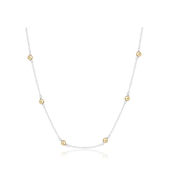 17&quot; Choker Simplicity Chain Sterling Mixed Metal Classic 4mm Gold