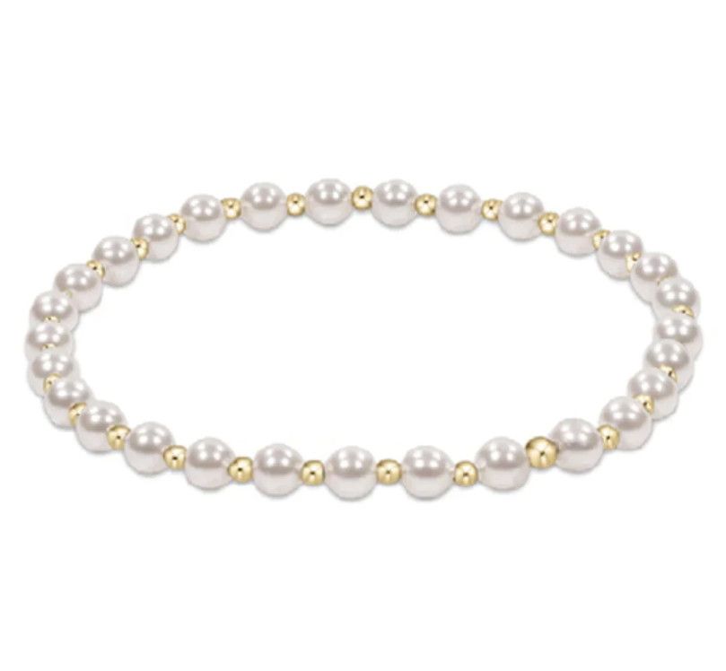 Classic Grateful Pattern 4mm Bead Bracelet Pearl