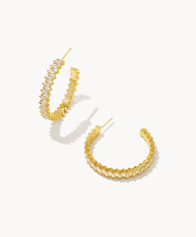 The Juliette Hoop Earring Gold White Crystal