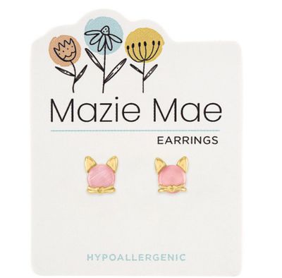 Mazie Mae Girls Earrings | Rosewater Opal Cat