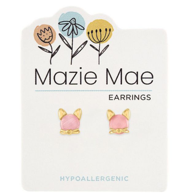 Mazie Mae Girls Earrings | Rosewater Opal Cat