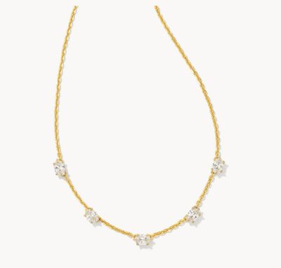 The Cailin Gold Crystal Strand Necklace in White Crystal