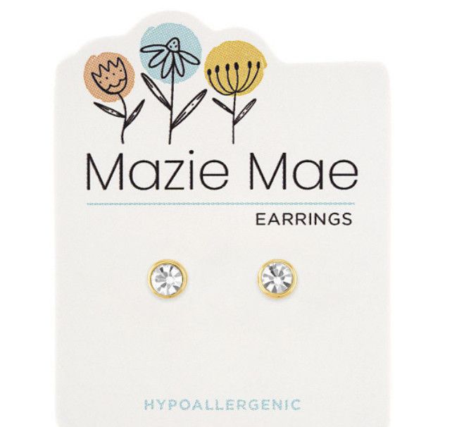 Mazie Mae Girls Earrings Gold CZ Studs