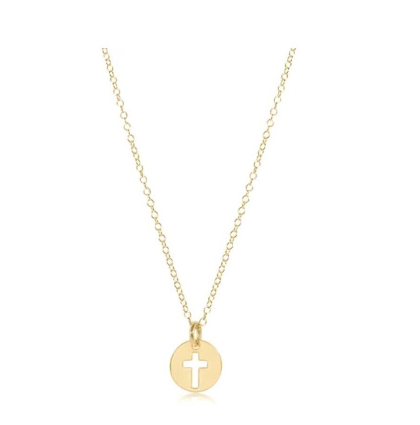 16&quot; Necklace Gold Blessed Small Gold Disc