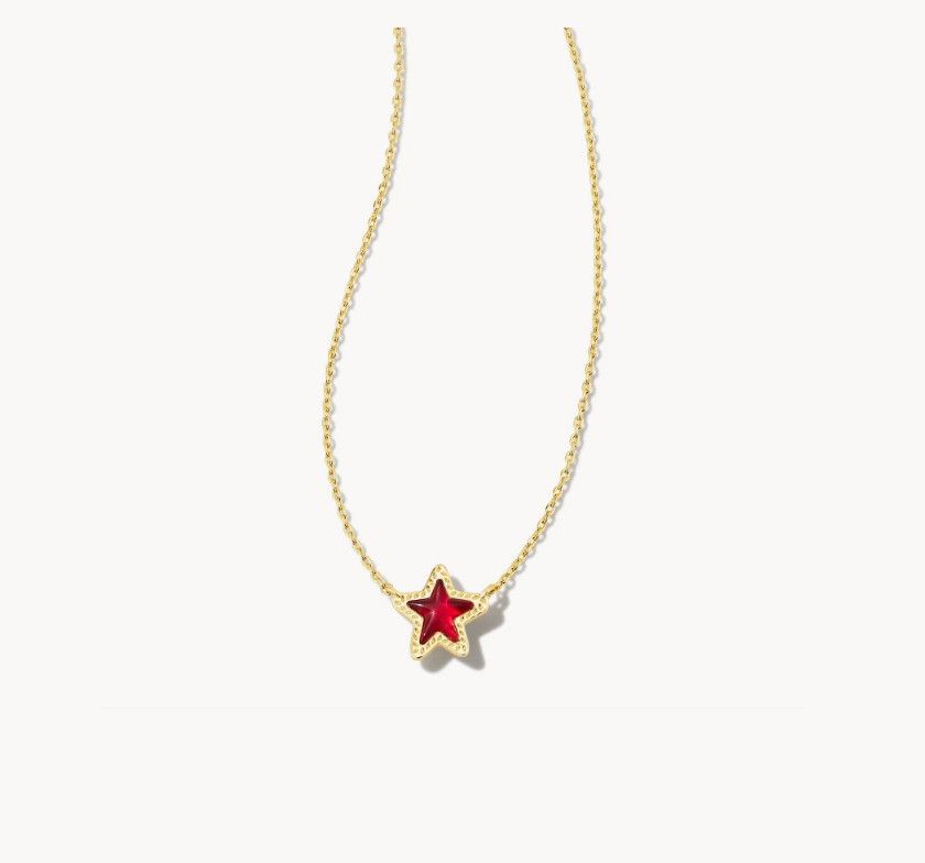 The Jae Gold Star Small Short Pendant Necklace in Cranberry Illusion