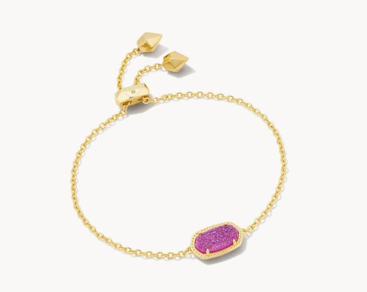 The Elaina Gold Delicate Chain Bracelet in Mulberry Drusy