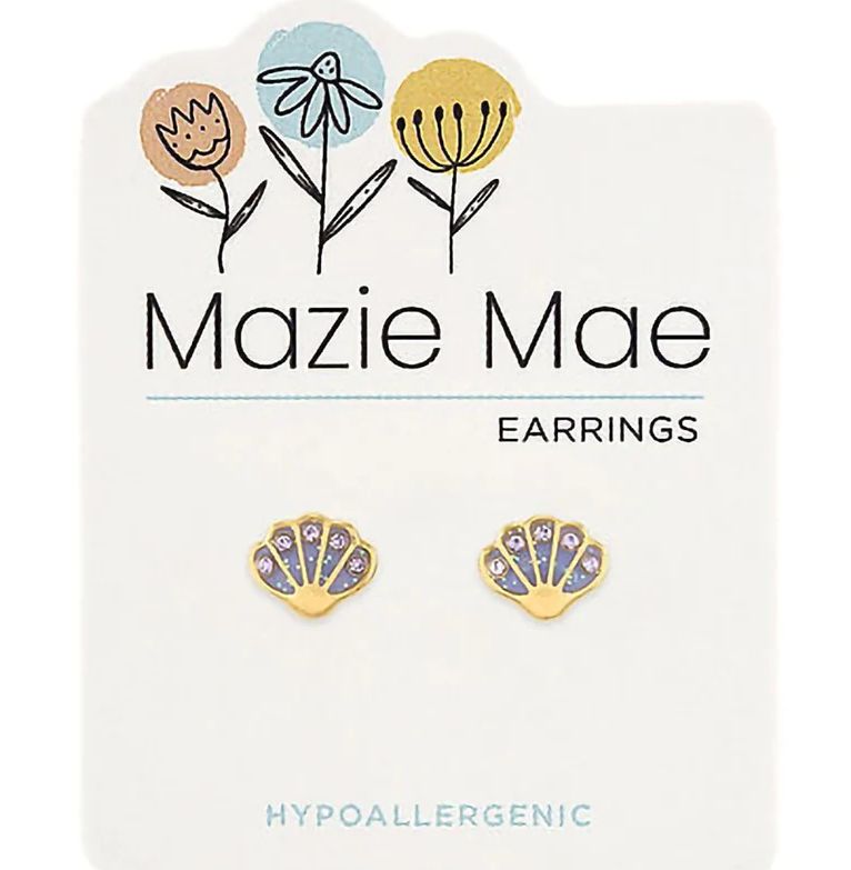 Mazie Mae Girls Earrings Purple Seashells