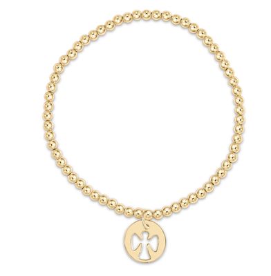 Classic Gold 3mm Bead Bracelet Guardian Angel Gold Disc
