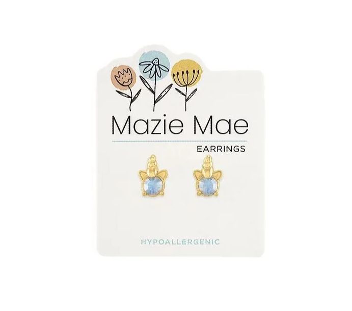Mazie Mae Girls Earrings Gold Opal Unicorn