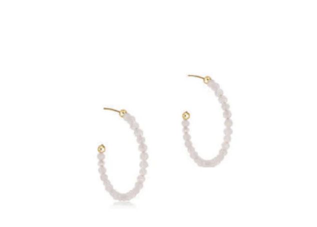 Beaded Gemstone 1.25&quot; Post Hoop 3mm Moonstone