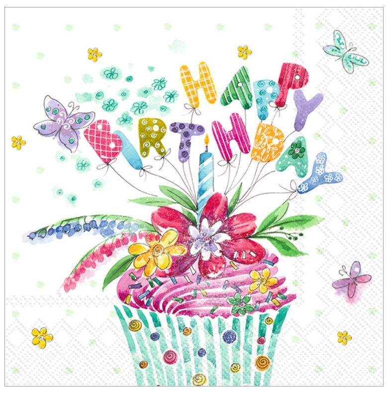 Birthday Cupcake Cocktail Napkins
