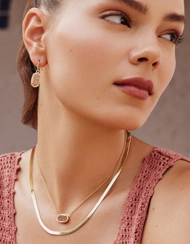 The Elisa Necklace Gold Spice Drusy
