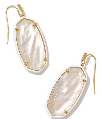 Elle Enamel Frame Drop Earring Gold Ivory